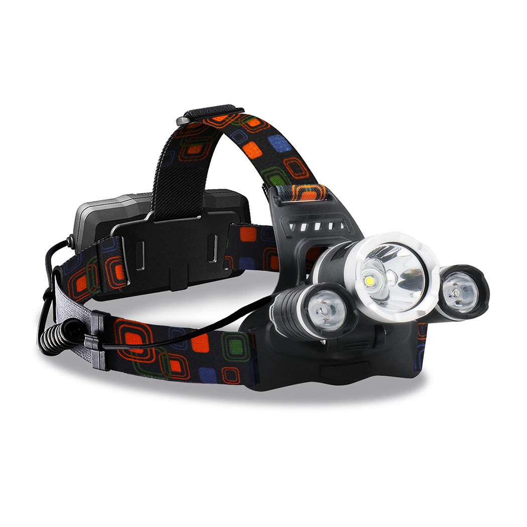 LED Outdoor Headlamp featuring a CREE T6 LED, adjustable strap, and USB charging port, ideal for camping and outdoor activities.